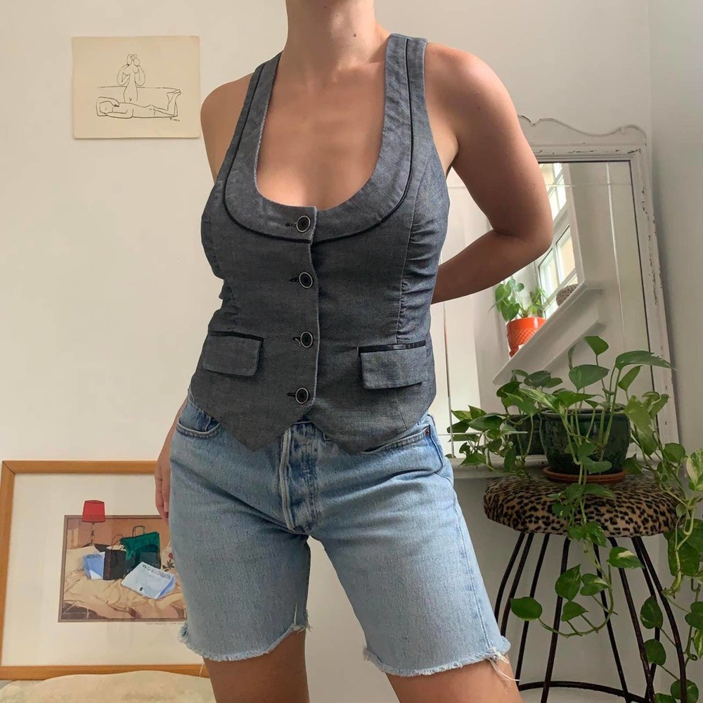 Y2k Charlotte Russe Grey Vest Top Size M